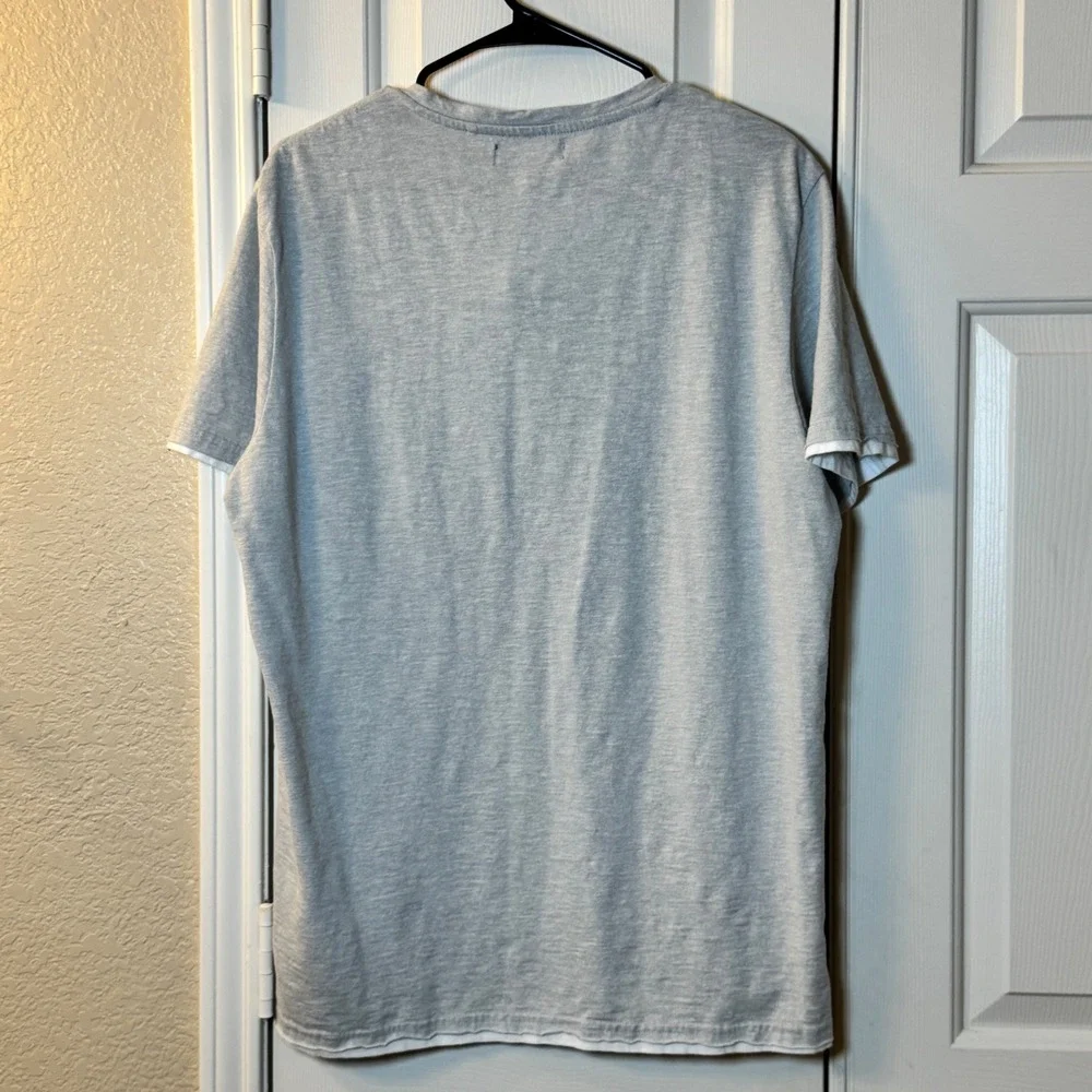 Men's Gray and White Guess Pull-Over with Buttons and Front Pocket, Size XL - Picture 4 of 4